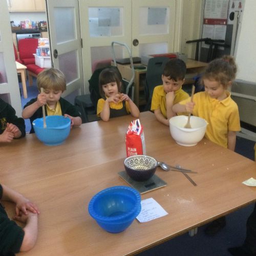 Cooking Valentine's Day Biscuits.